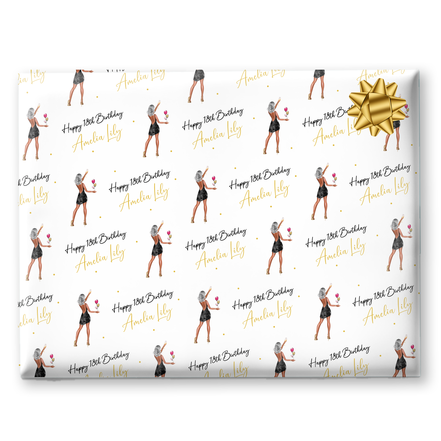 a wrapping paper with a picture of a woman holding a tennis racquet