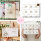 The image is a collage of four photos featuring various items related to the theme of "First Birthday" and "Holidays". The items include gift bags, wrapping paper, and a teddy bear. The collage also includes a hand holding a gift box with a teddy bear design.