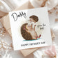 A greeting card with an illustration of a hedgehog and a baby hedgehog, along with the text "Daddy you're the best" and "Happy Father's Day".