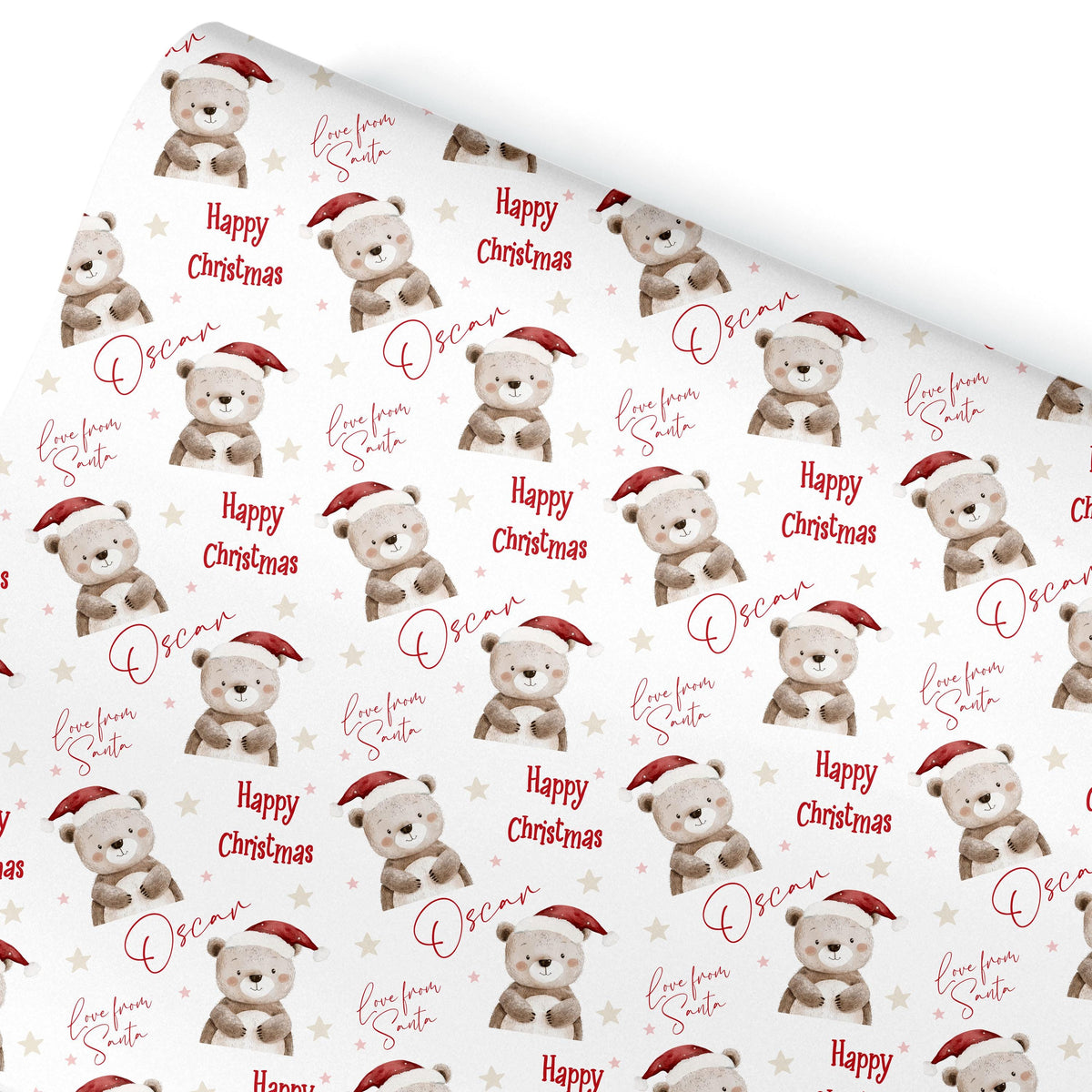 Christmas Gift Wrapping Paper,Personalised Girls or Boys Paper, Childrens Woodland Animal