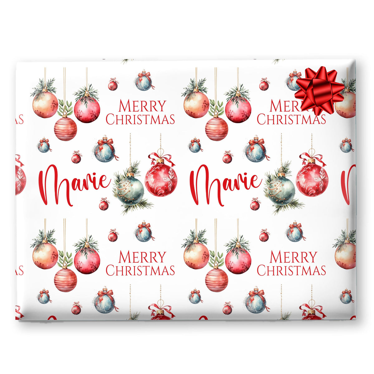 Personalised Christmas Wrapping Paper, Baubles Festive Gift Wrap