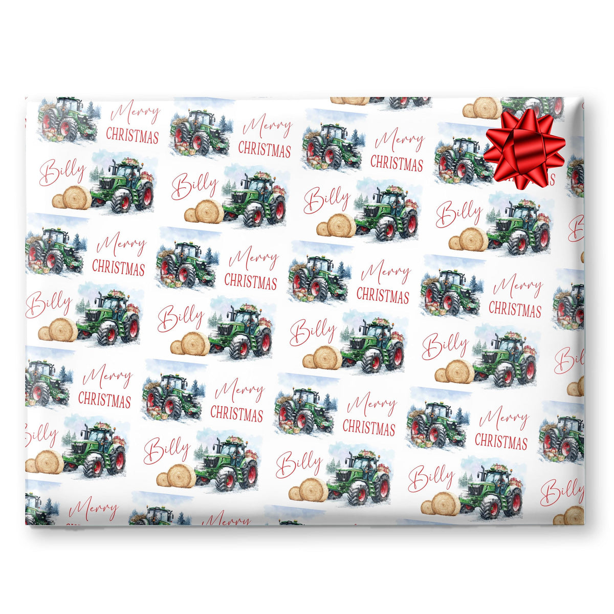 Personalised Christmas Gift Wrap – Farmer Tractor Design Wrapping Paper- Farm yard gift ideas