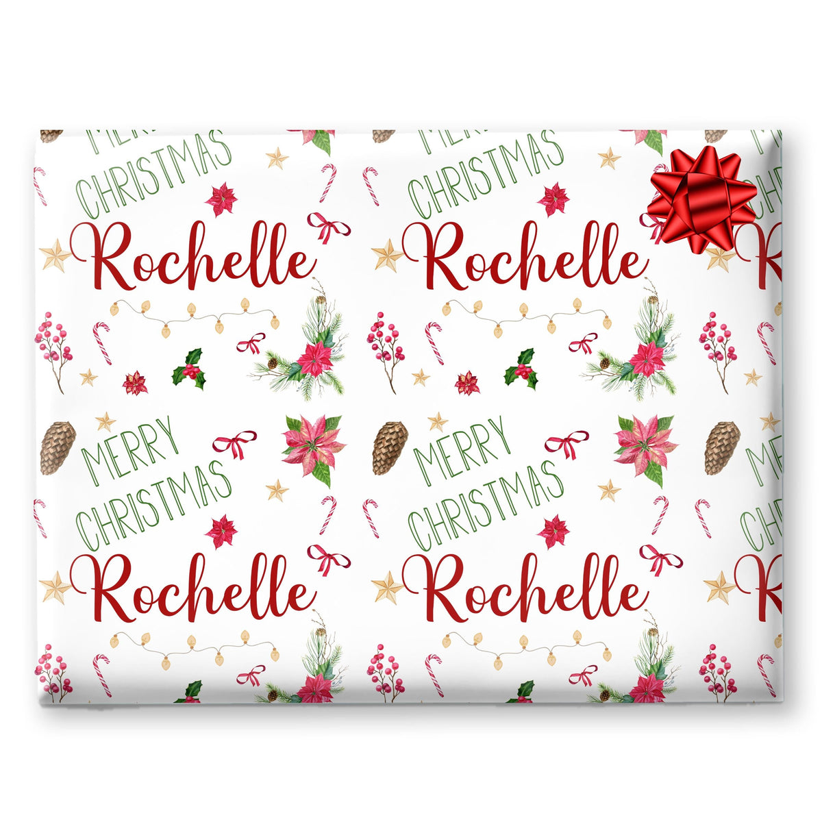 Personalised Gift Wrap | Personalised Christmas Wrapping Paper | Personalised Gift Wrap | Fun Gift Wrap | Poinsetta