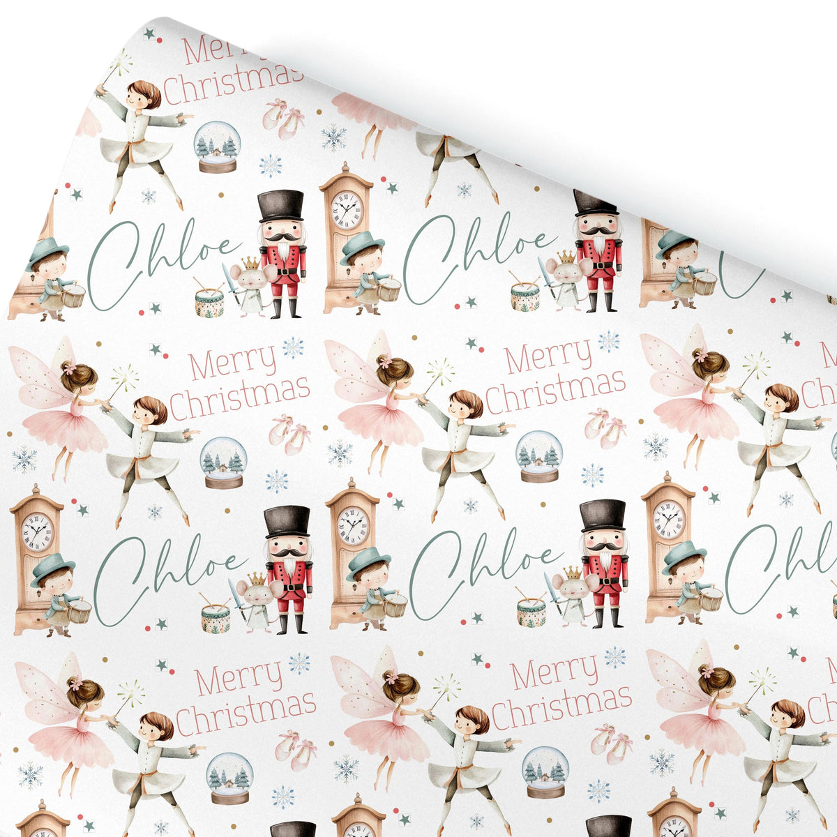 Personalised Christmas Wrapping Paper, Fairy Nutcracker Gift Wrap