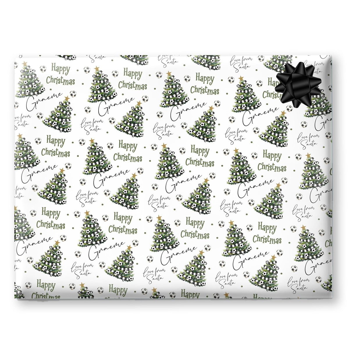 Personalised Football Wrapping Paper, Christmas Tree Scarf Design
