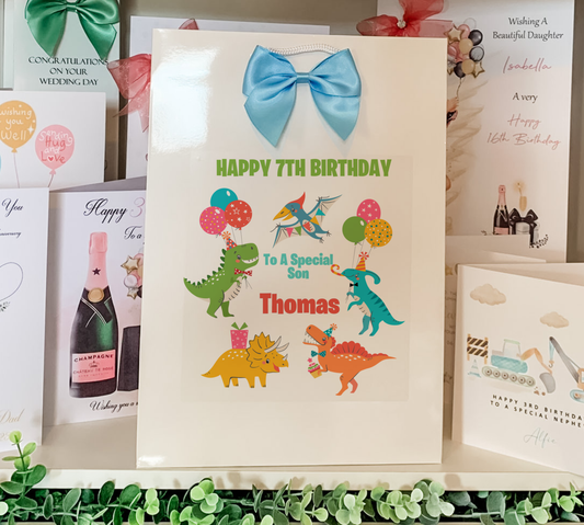 a birthday card with a picture of a dinosaur