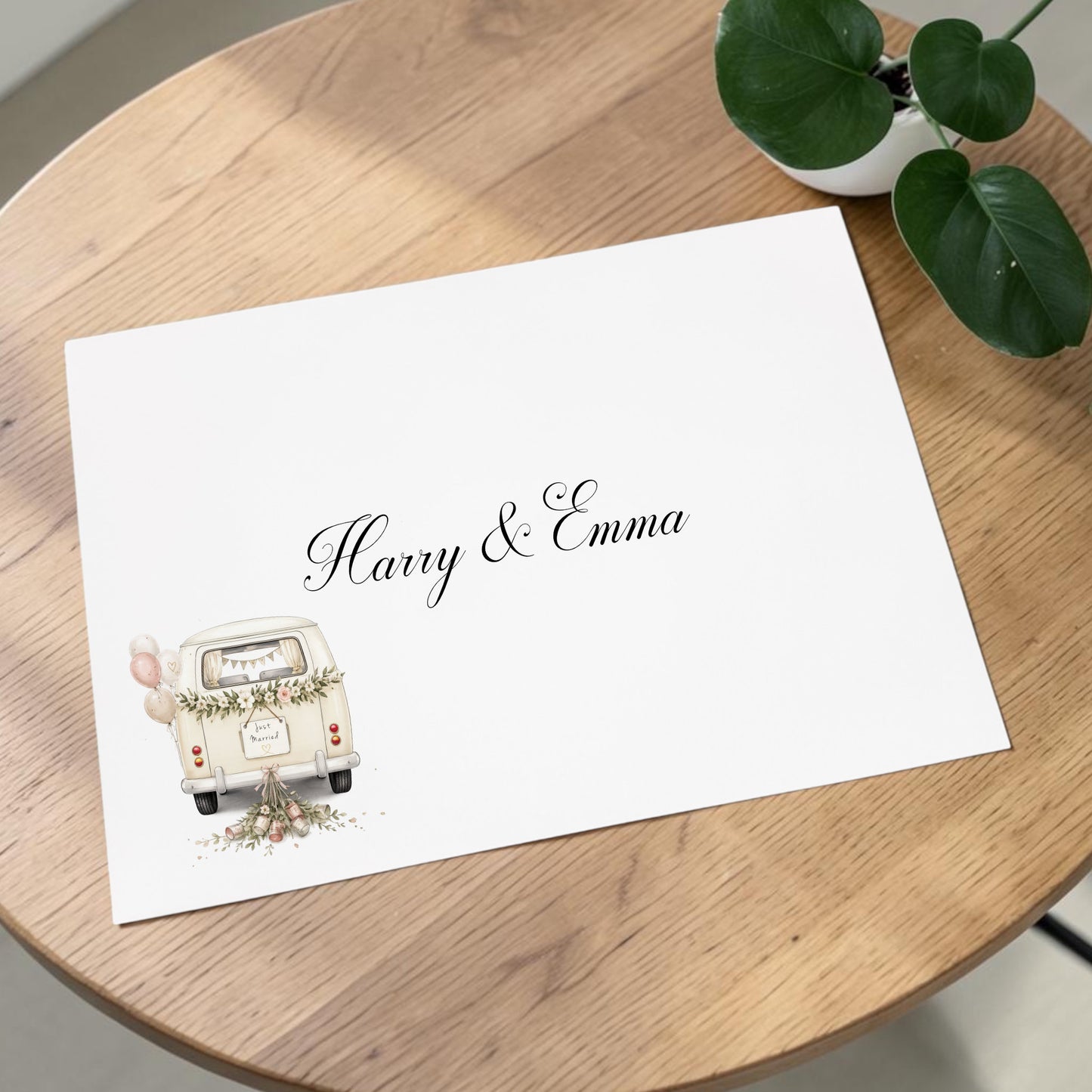 Large A4 Personalised Wedding Card – Camper Van