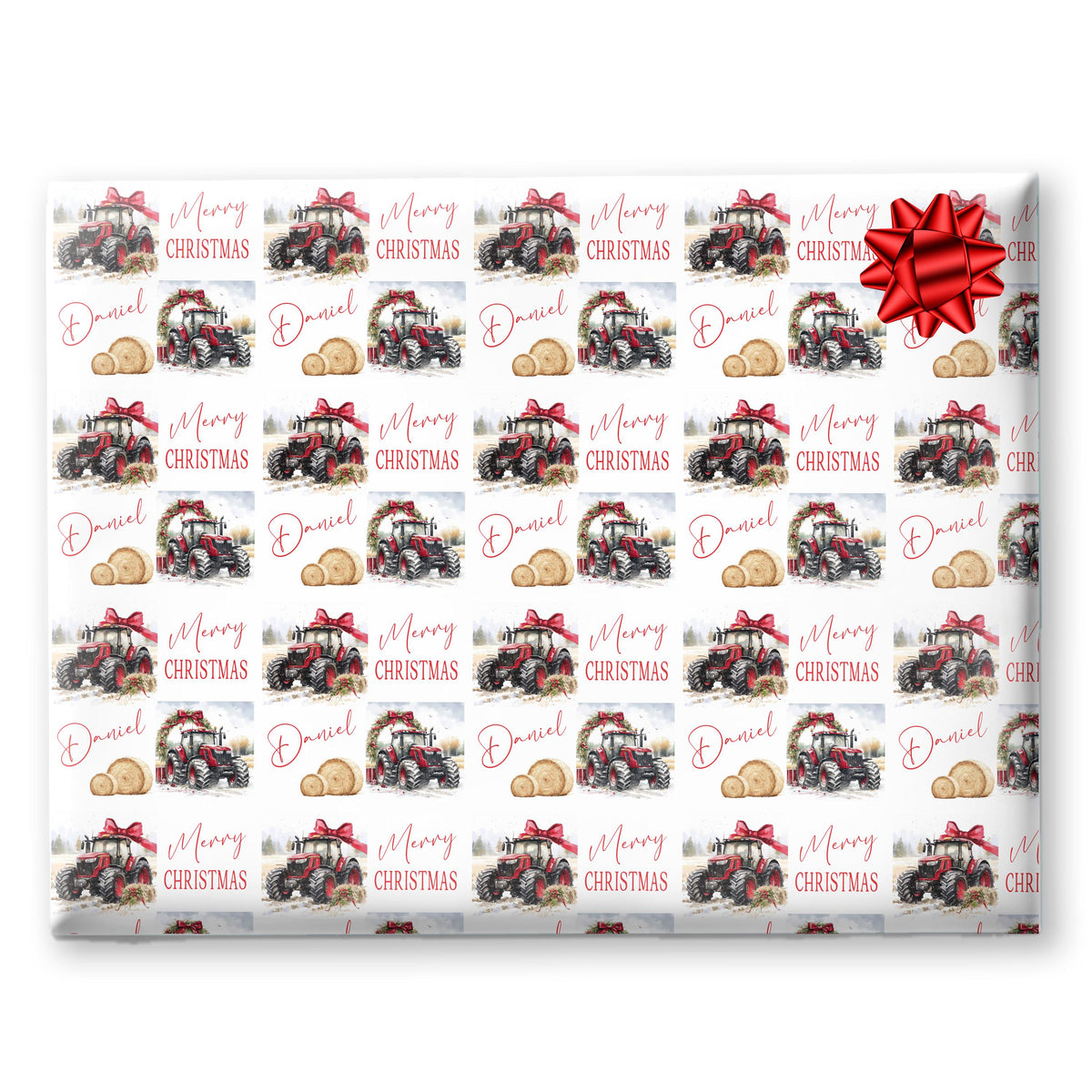 Personalised Christmas Gift Wrap – Far Yard Tractor Design Wrapping Paper