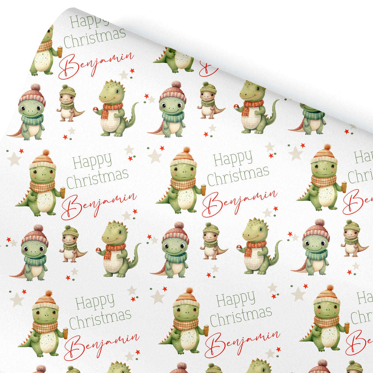 Childrens Gift Wrap Wrapping Paper, Cute Dinosaurs, Personalised Boys and Girls Paper, Gift Wrap for Him Her