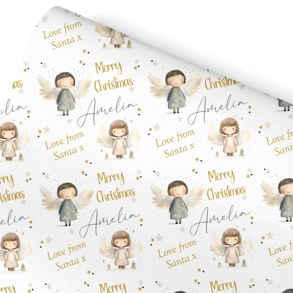 Personalised Children's Wrapping Paper, Cute Reindeers, Girls Wrap