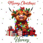 Personalised Christmas Gift Bag, Highland Cow gift Bag ,Festive Gift Wrapping Bags, Secret Santa. Family Christmas Gift Bag's