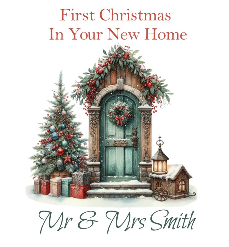 Personalised First Christmas New Home Gift Bag, Festive Gift Wrapping Bags, Family Christmas Gift Bag, New Home Gifts