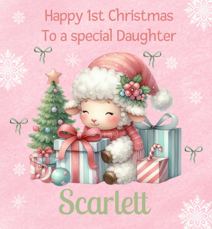 Personalised First Christmas Gift Bag ,Personalised Sheep and friends Christmas Children's First Christmas Gift Bag, Festive Gift Wrapping