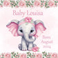 Personalised Congratulations New Baby Girl Gift Bag Watercolour Elephant