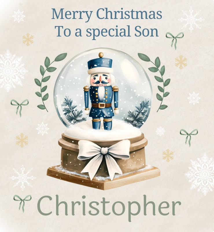 Personalised Christmas Gift Bag, Personalised Christmas, Snow globe Gift Bag, Festive Gift Wrapping Bags, Secret Santa. Son, Grandson