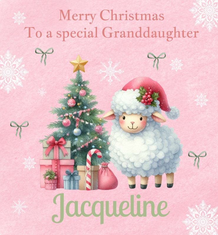 Personalised First Christmas Gift Bag ,Personalised Sheep and friends Christmas Children's First Christmas Gift Bag, Festive Gift Wrapping