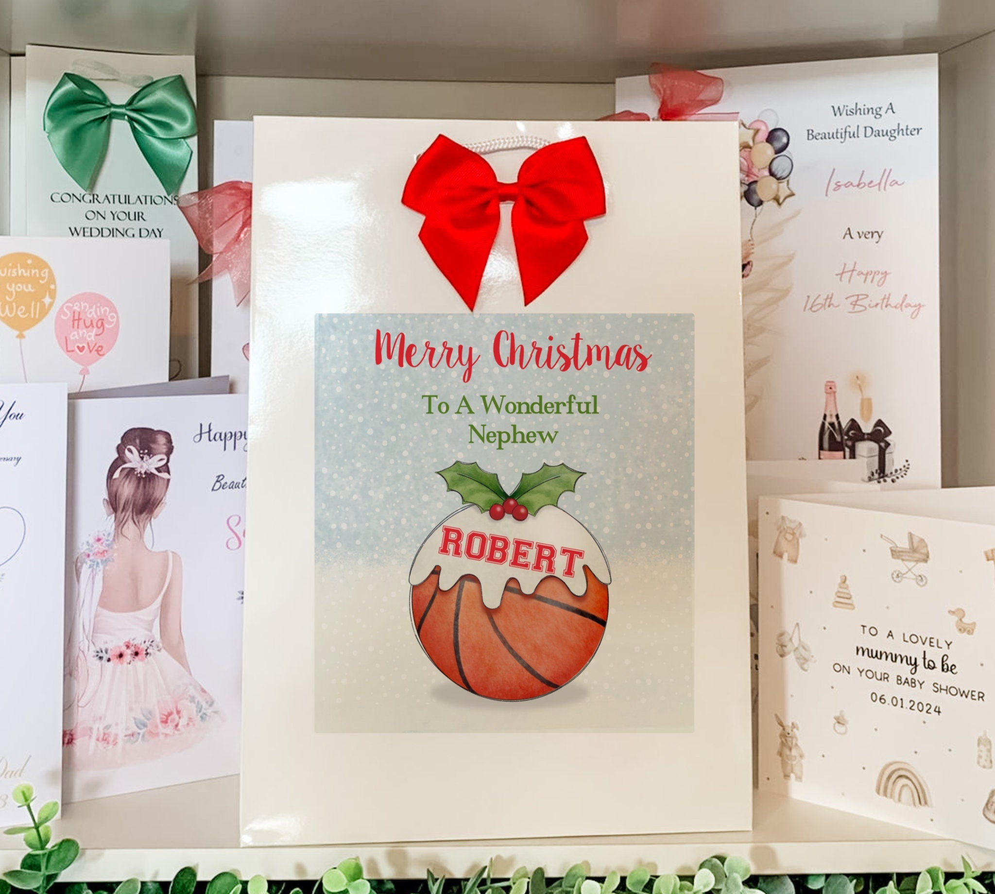 Personalised Christmas Gift Bag Personalised Football Basket ball n Blossom Lane Cards Gifts