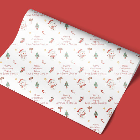 Personalised Christmas Wrapping Paper Snowman