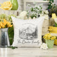 a pillow with a picture of a camper and flowers