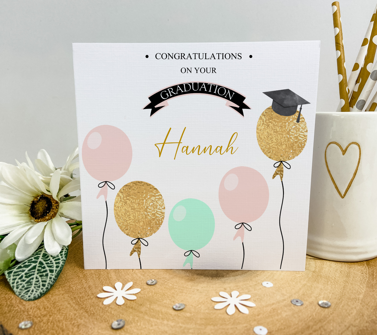 Personalised Graduation Card Balloons