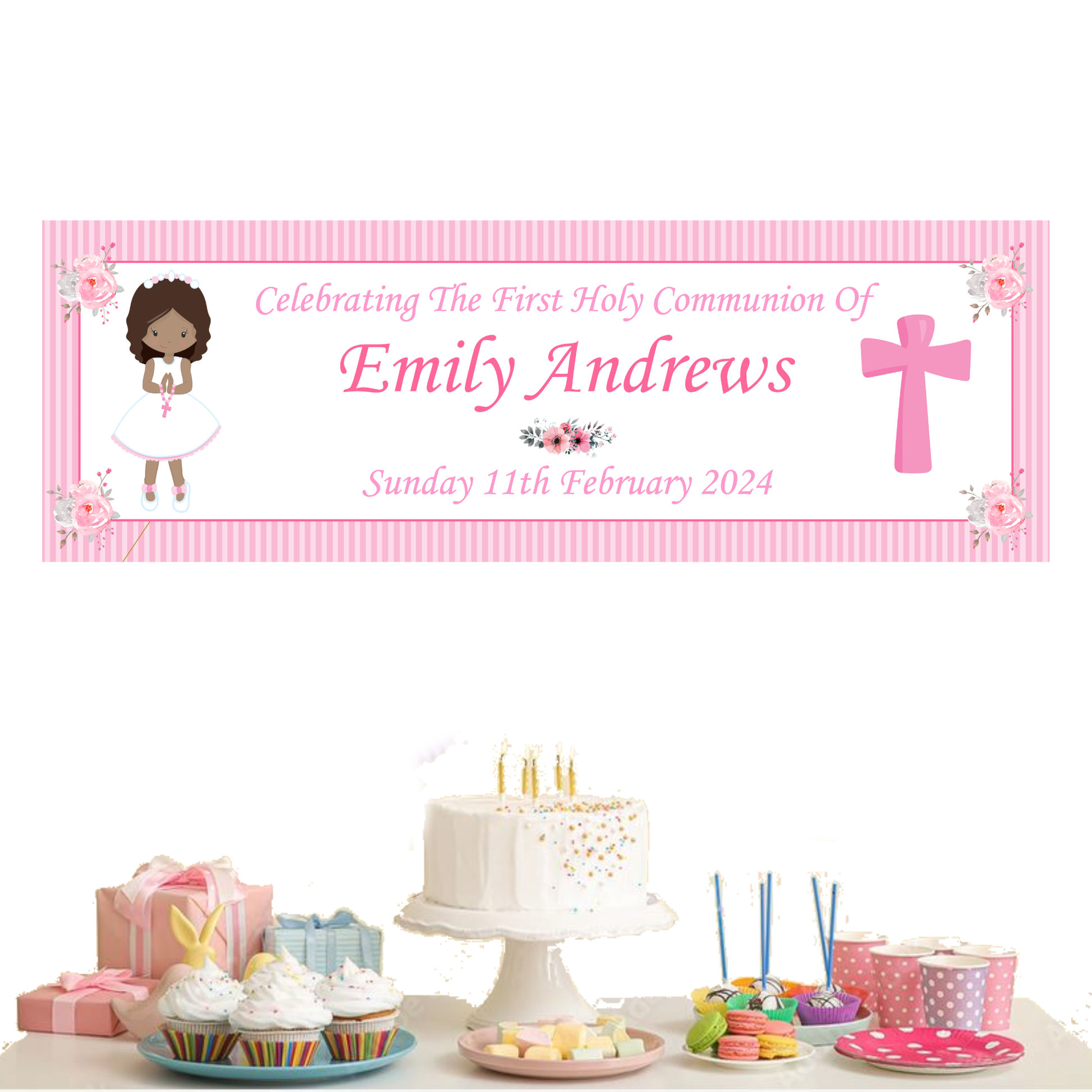 a table topped with a cake and cupcakes