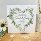 Personalised Congratulations Wedding Day Card Floral Wreath Eucalyptus Heart