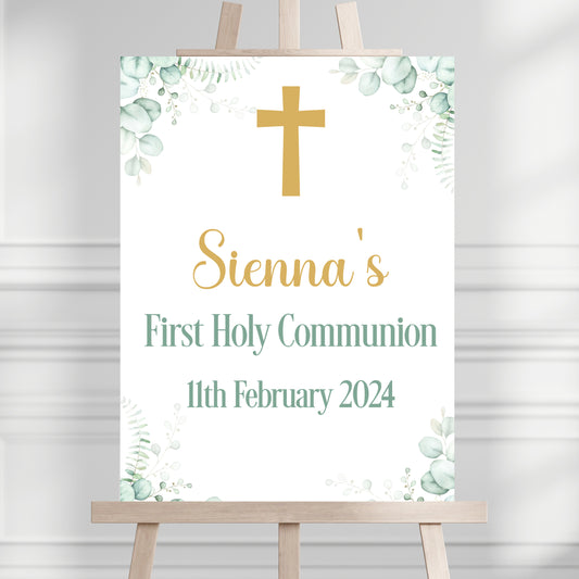 a white sign with a cross on it