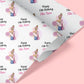 a birthday wrapping paper with a picture of a girl on it