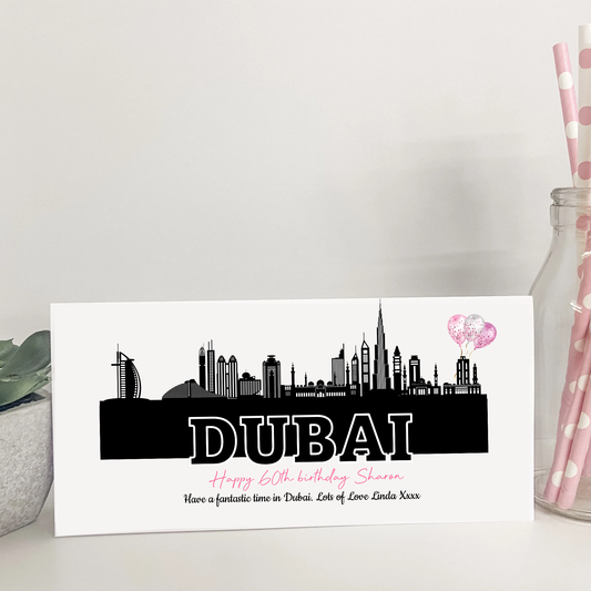 Personalised Birthday Card Money Gift Wallet Travel Voucher Dubai