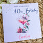 Personalised Birthday Card Floral Cocktail Lilac