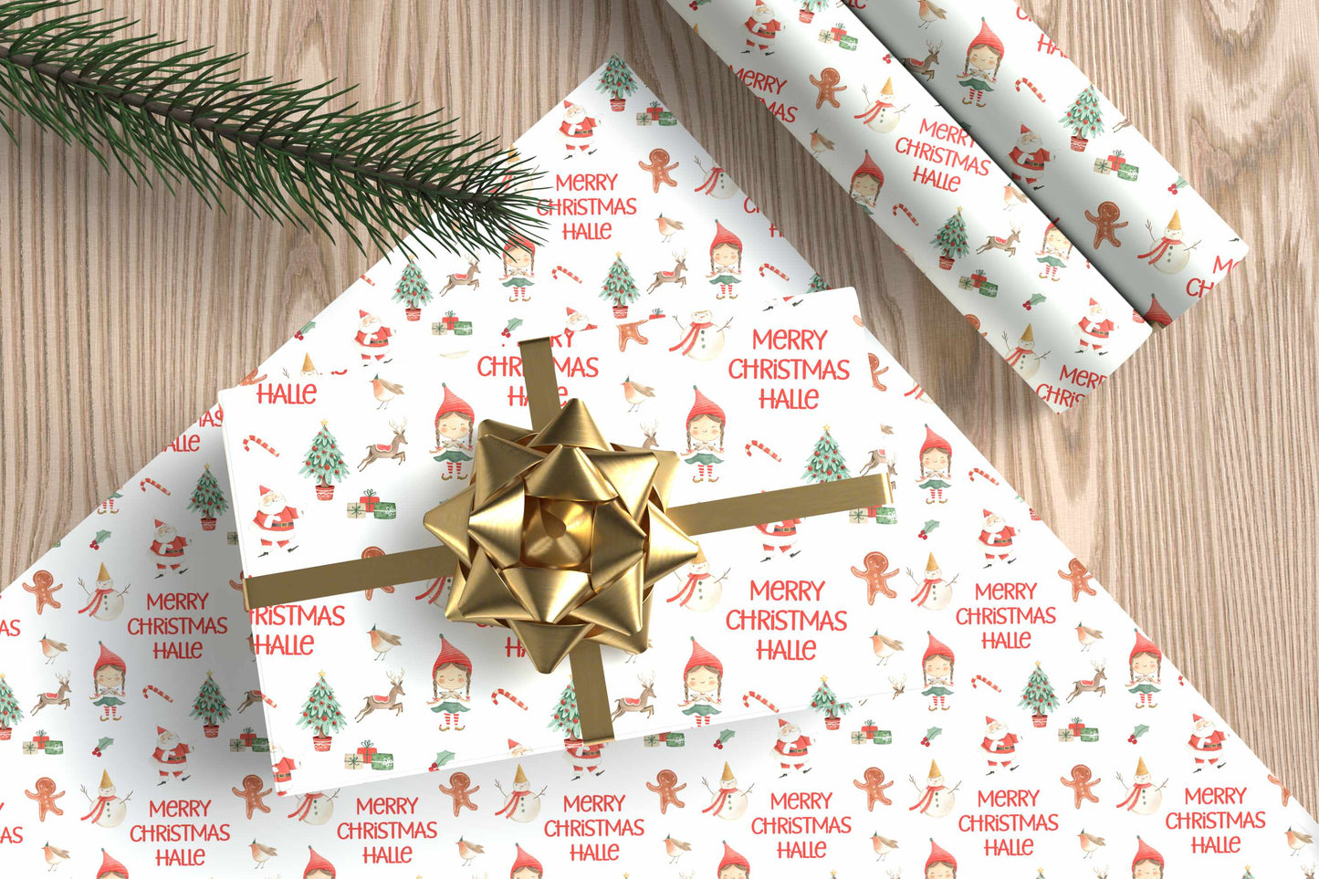 Personalised Christmas Wrapping Paper Elf Girl