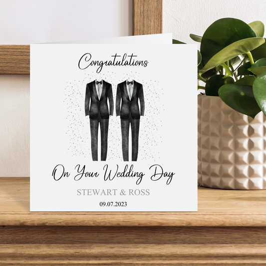Personalised LGBT Wedding Card Mr & Mr Wedding Suits
