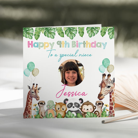 a birthday card with a picture of a giraffe