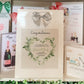 a bunch of greeting cards are on a shelf