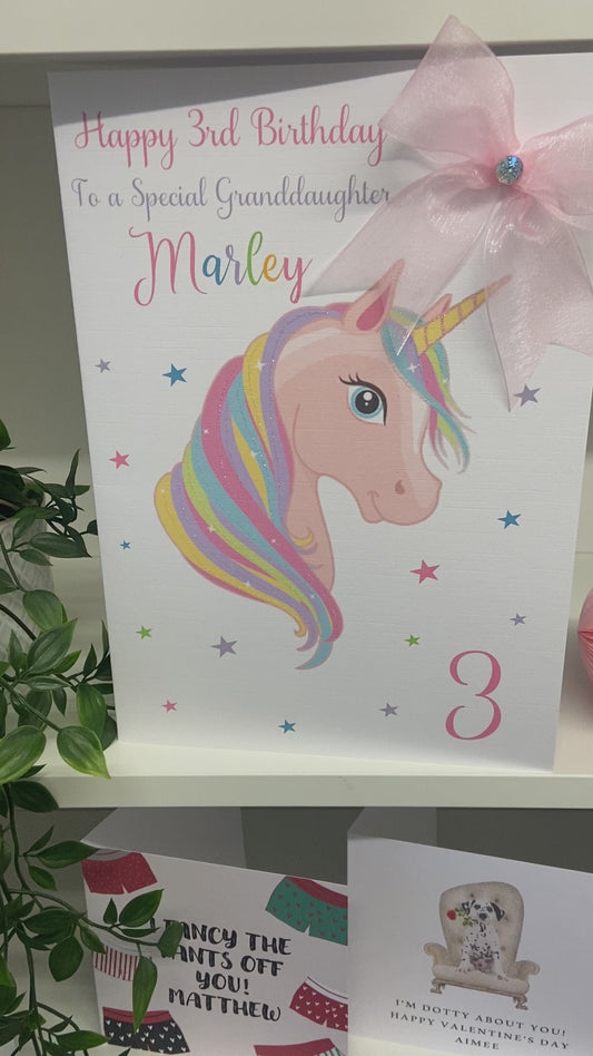 Personalised Unicorn Birthday Card