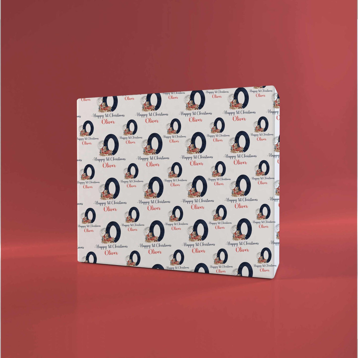 Personalised Christmas Wrapping Paper Teddy Bear Sleigh