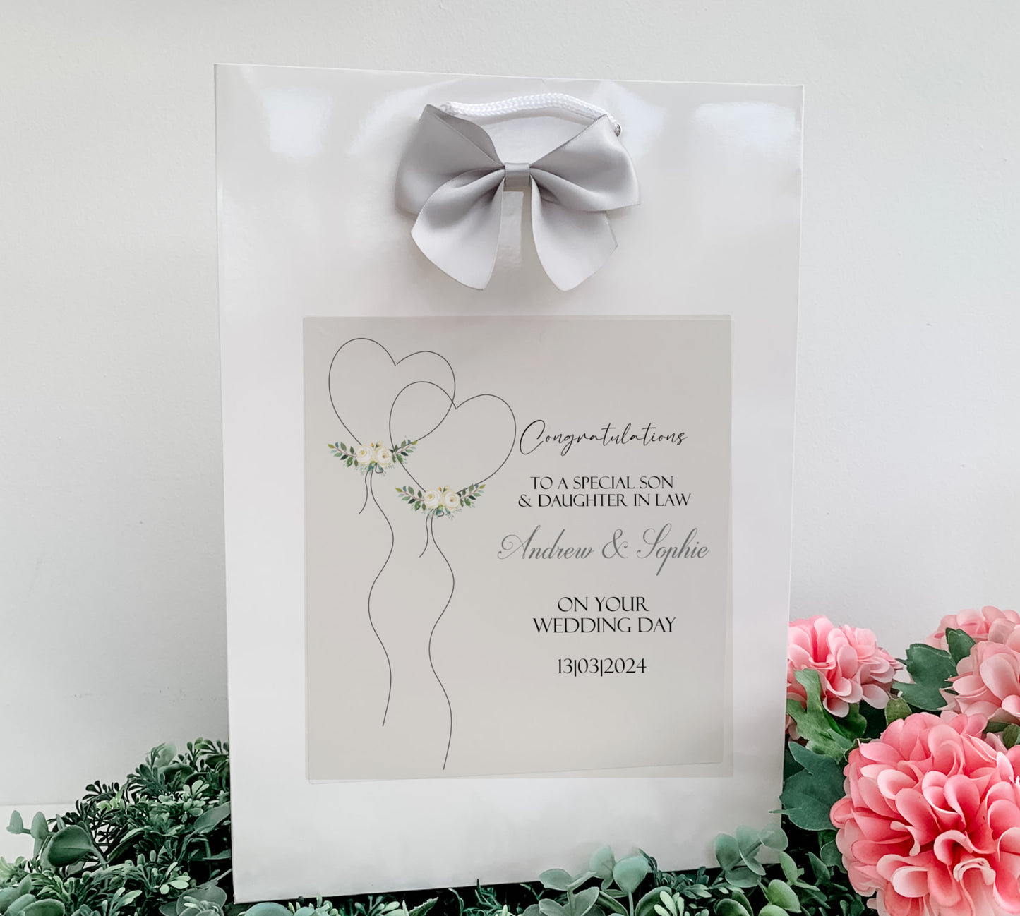 Congratulations Wedding Day Gift Bag, Custom Personalised With Names, Luxury Gift Bags