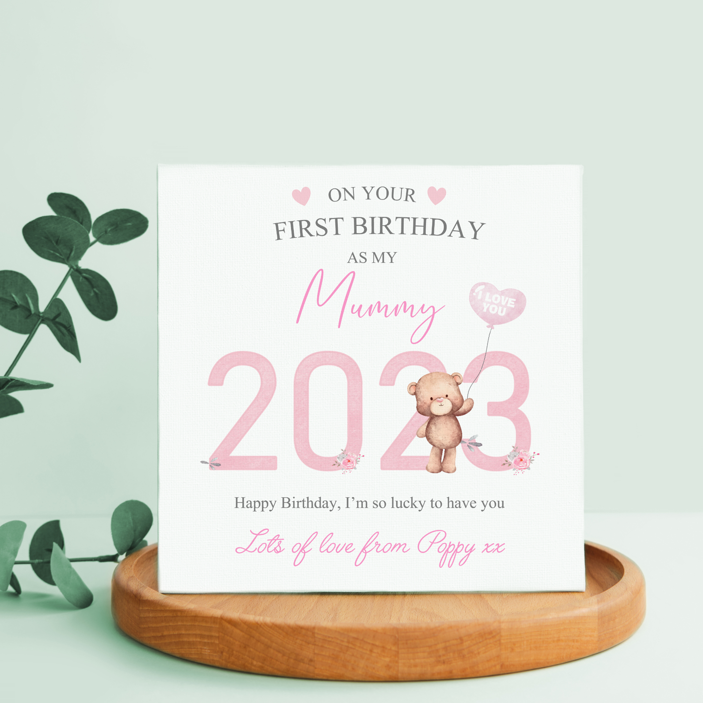 Personalised Teddy Bear Mummy Card,First Birthday as My Mummy
