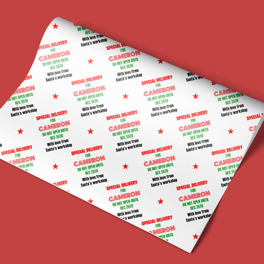 Personalised Christmas Wrapping Paper Special Delivery