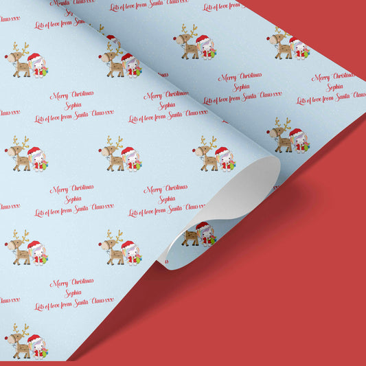 Personalised Christmas Wrap, Fun Christmas Paper, Christmas Wrapping Paper Unicorn Reindeer
