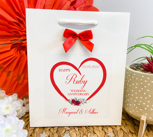 Personalised Gift Bag Ruby Wedding Anniversary