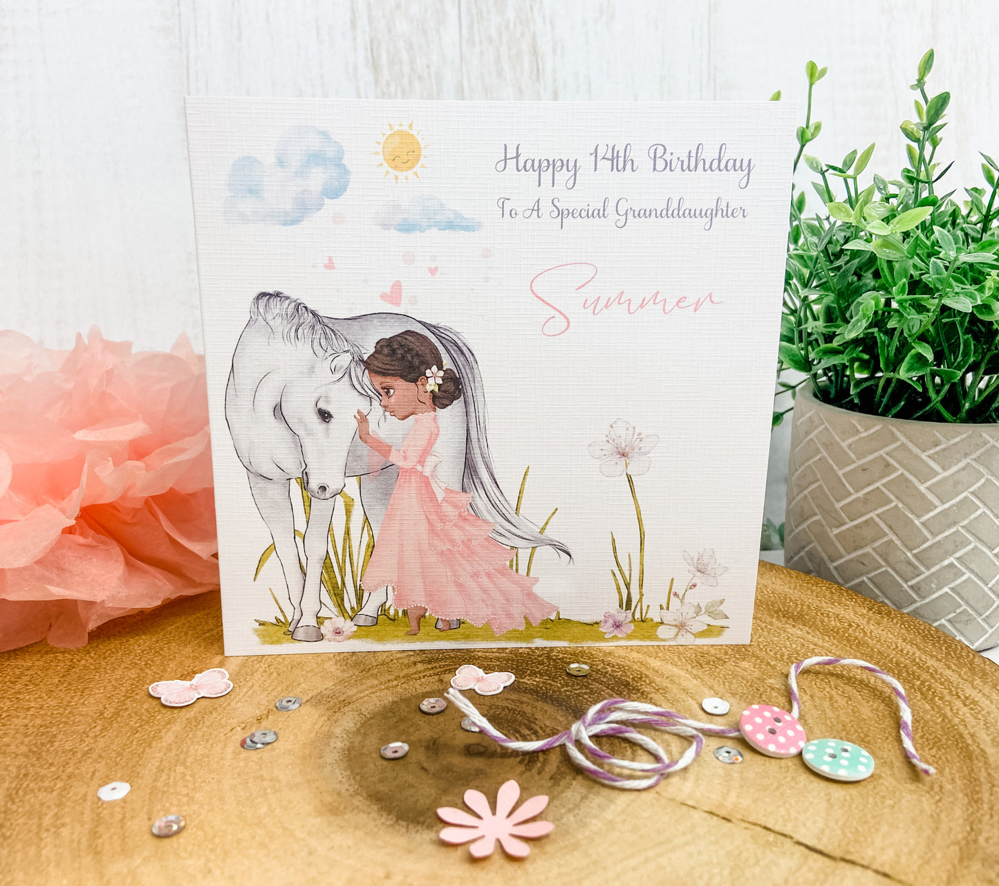 Personalised Birthday Card Horse & Girl