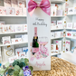 Birthday Personalised Bottle Bag Pink Floral Champagne