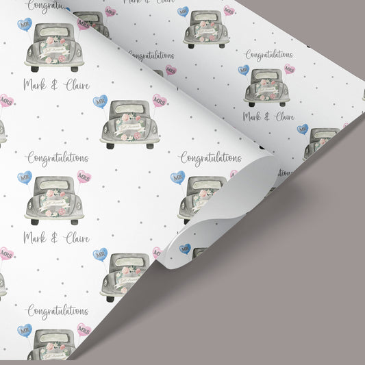 Wedding Day Gift Wrap, Personalised Wedding Wrapping Paper