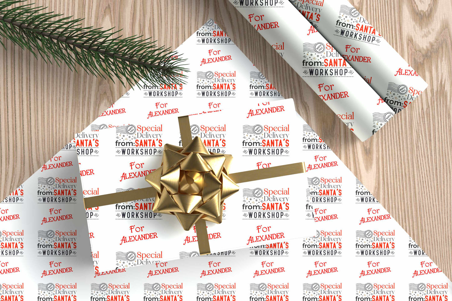 Personalised Christmas Wrapping Paper Special Delivery Red