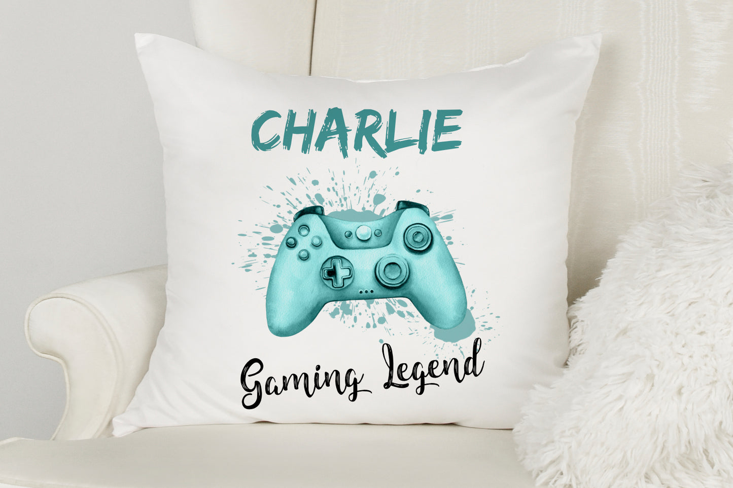 Personalised Cushion Cover Gaming Legend Gift - 4 Colour Options