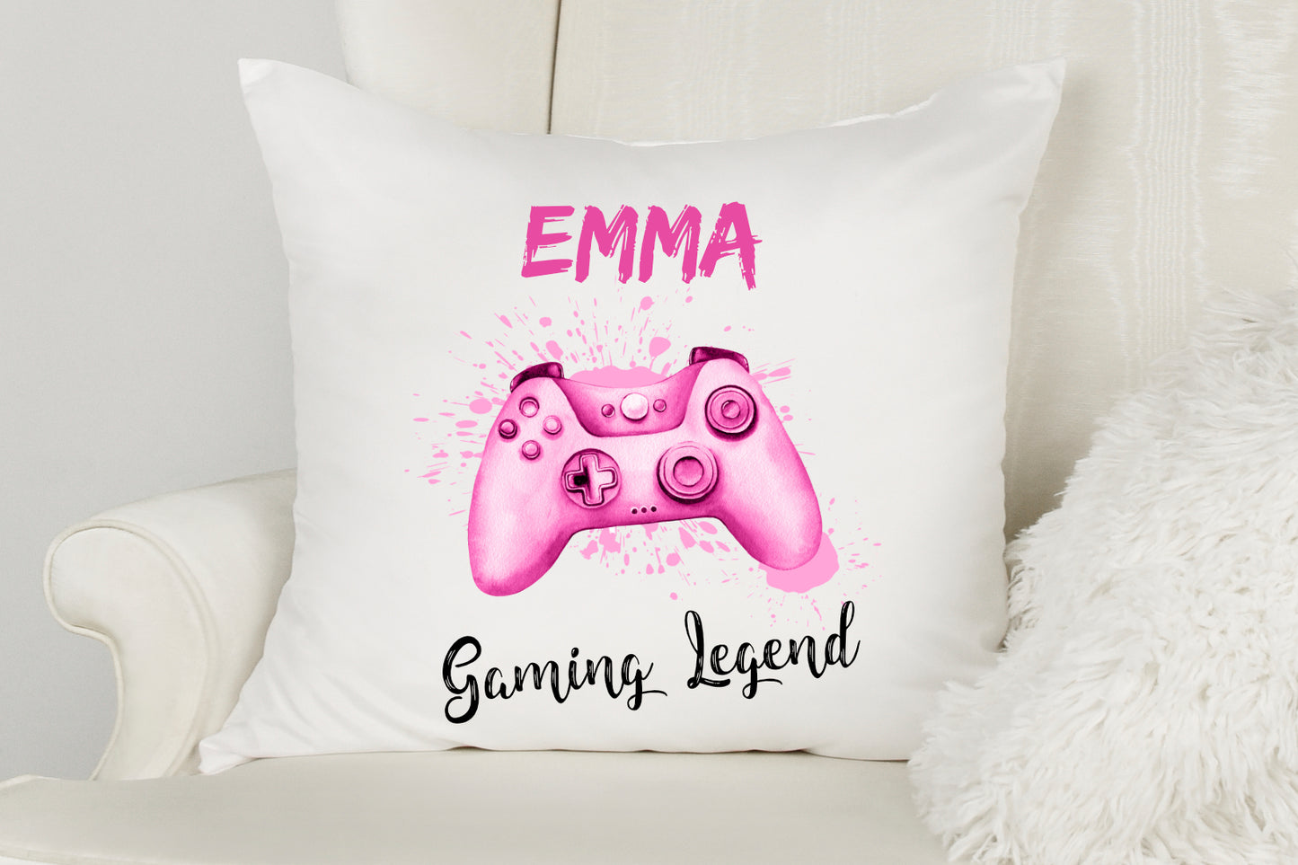Personalised Cushion Cover Gaming Legend Gift - 4 Colour Options