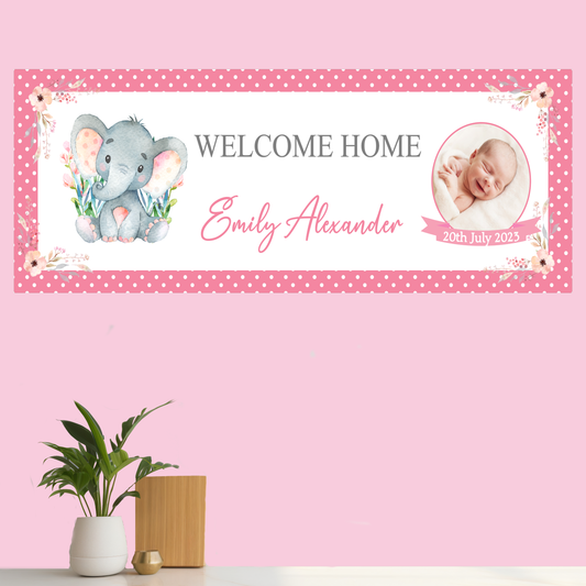 Personalised New Baby Welcome Home Party Banner