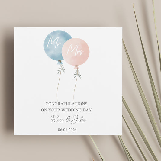 a couple of balloons on top of a card