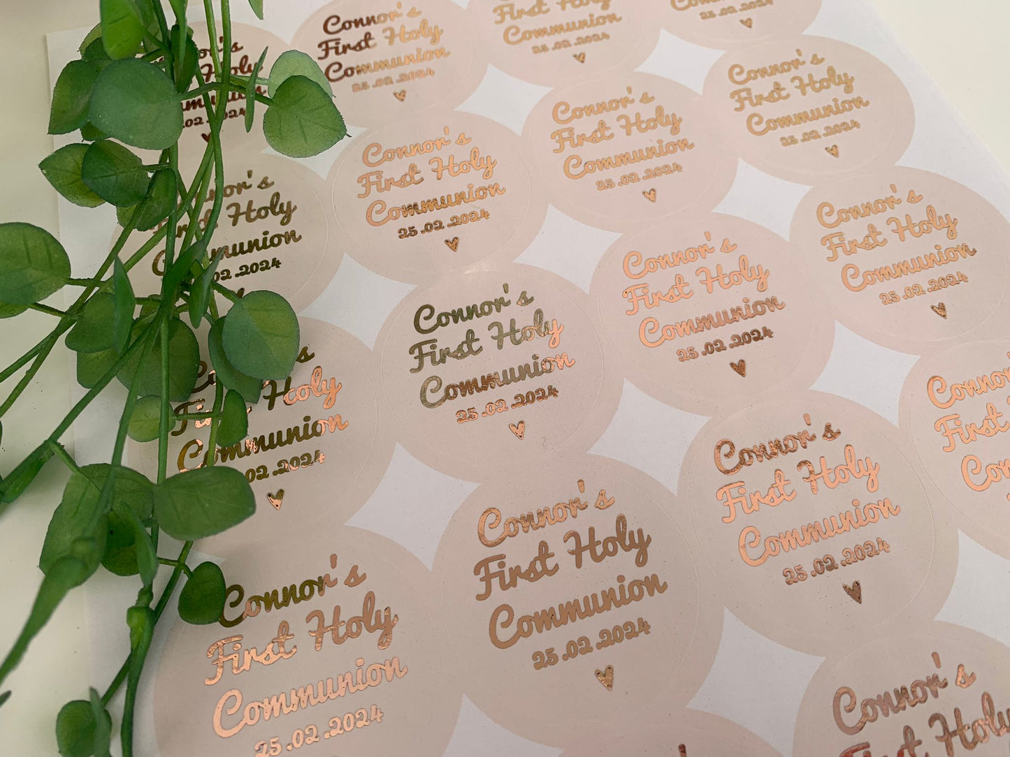 Personalised Gloss Foil First Holy Communion Party Bag Stickers